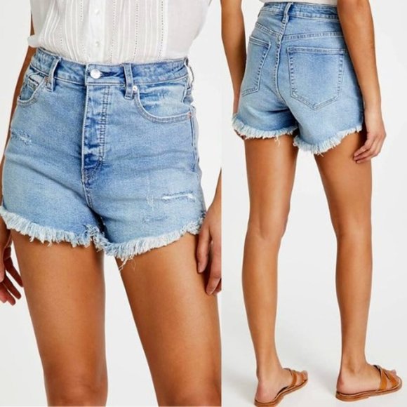Free People We The Free Curvy Vintage Button Fly High Rise Denim Short Size 25 - Picture 1 of 10